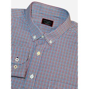 UNTUCKit Lorimar Red Blue Check Performance Shirt Mens XLT Button Up Long Sleeve